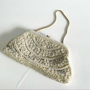 Vintage Handmade Beaded Kiss Lock Evening Hand Bag